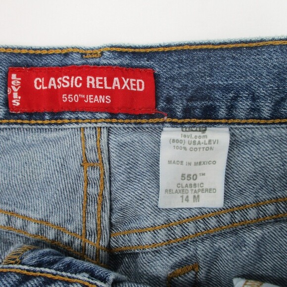 Size 14 Levi's 550 Relaxed Tapered Fit Light Wash Denim Jeans Red Tab - Picture 4 of 9